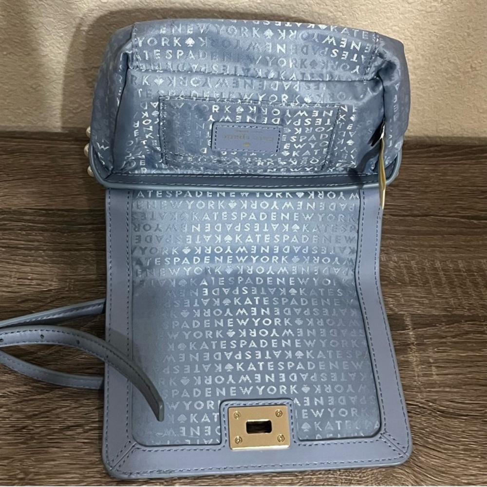 Kate Spade Elegant Pearl-Stud Light Blue Top-Handle Women's Bag EUC - Picture 9 of 15